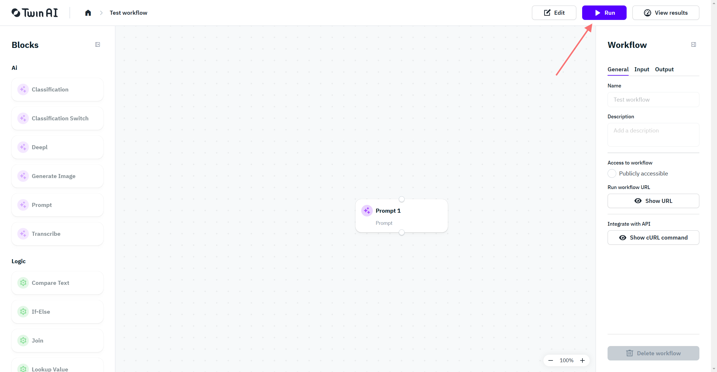 run workflow